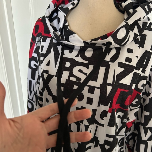 Love Moschino Alphabet Logo Print Hooded Long Sleeves Art To Wear Shirt Dress - Picture 8 of 15